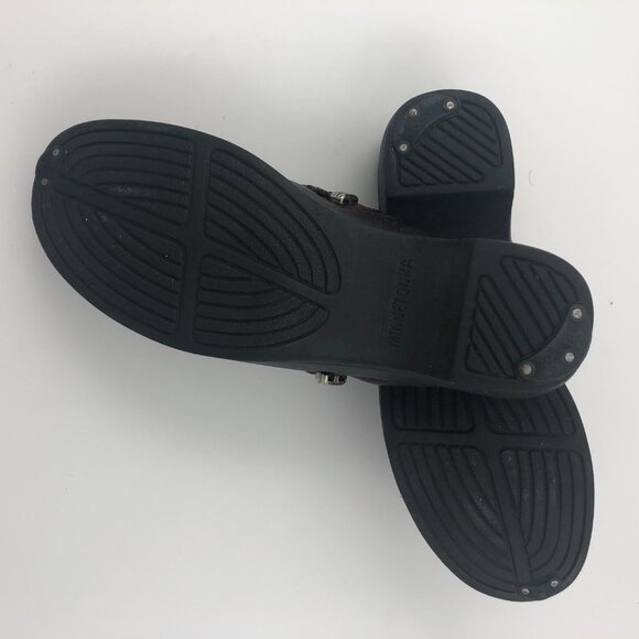 MINNETONKA Brown Leather Clogs with Leather Braid and Silver Trim 7M - Picture 5 of 9